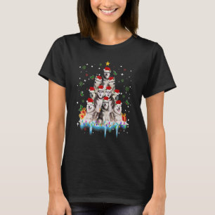 Siberian Husky Christmas Dog Tree Lights Pajamas F T-Shirt