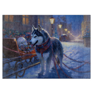 Siberian Husky Christmas Festive Season Cutting Board