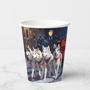 Siberian Husky Christmas Festive Season Paper Cups