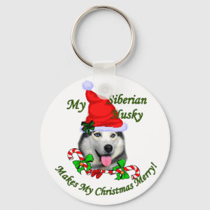 Siberian Husky Christmas Gifts Keychain