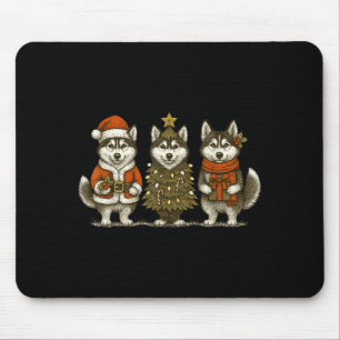 Siberian Husky Christmas Lights Dog Lover Xmas Paj Mouse Pad