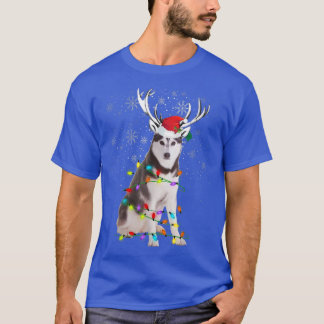 Siberian Husky Christmas Lights Xmas  T-Shirt