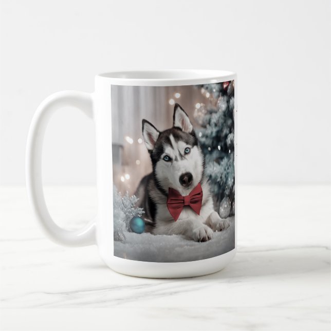 Siberian Husky Christmas Mug (Left)