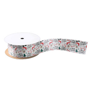 Siberian Husky Christmas Satin Ribbon