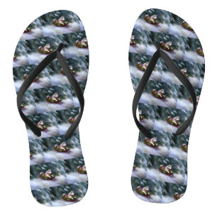 Siberian Husky Christmas snow winter Flip Flops