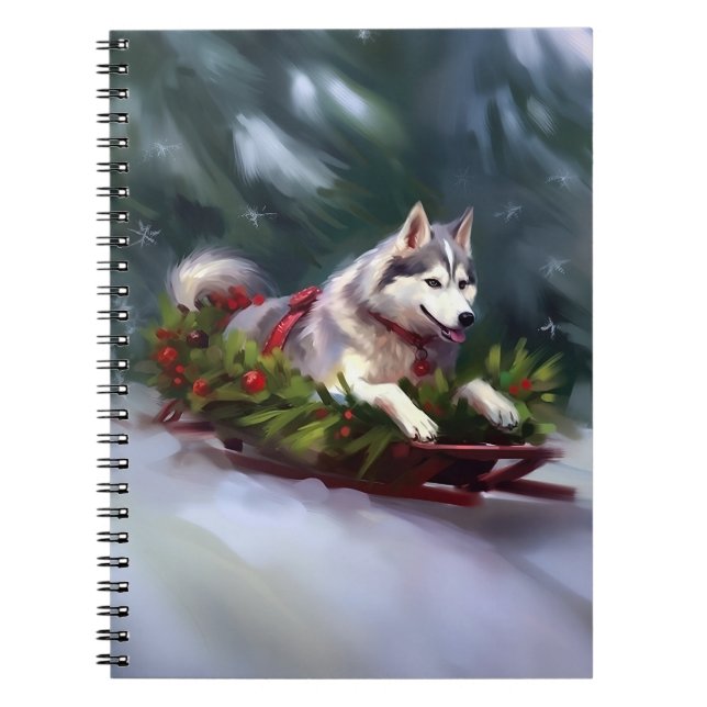 Siberian Husky Christmas snow winter Notebook (Front)