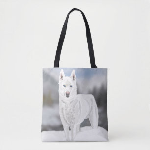 Siberian Husky Christmas Tote Bag