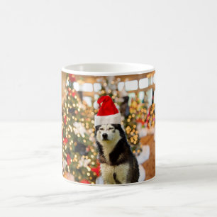 Siberian Husky Christmas Tree Hat Coffee Mug 11 oz