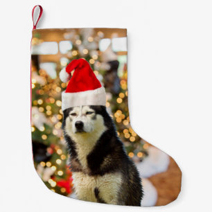 Siberian Husky Christmas Tree Hat Small Christmas Stocking