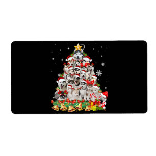 Siberian husky christmas tree lights dog