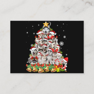 Siberian husky christmas tree lights   dog xmas business card
