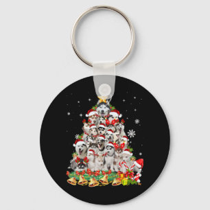 Siberian husky christmas tree lights dog xmas keychain