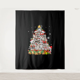 Siberian husky christmas tree lights dog xmas tapestry