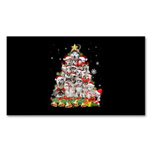 Siberian Husky Christmas Tree Lights Funny Dog Magnetic Business Card