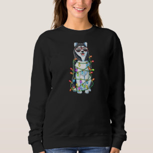 Siberian Husky Christmas Tree Lights Santa Xmas  D Sweatshirt