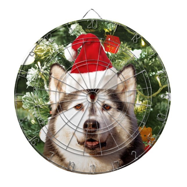 Siberian Husky Christmas Tree Ornaments Snowman Dartboard (Front)