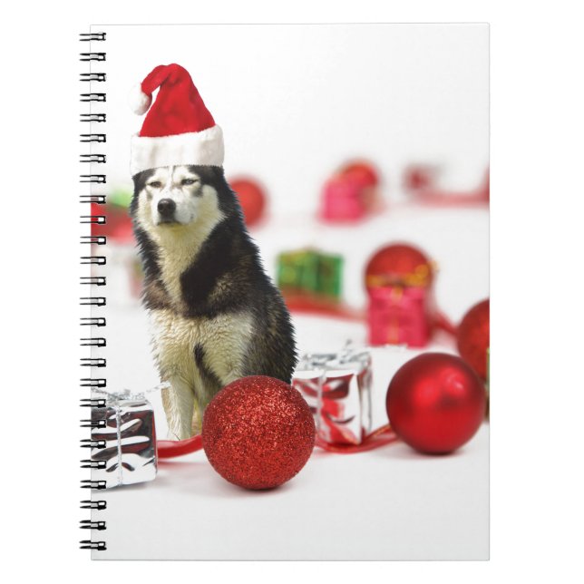 Siberian Husky Christmas with Ornament  Gift Box Notebook (Front)