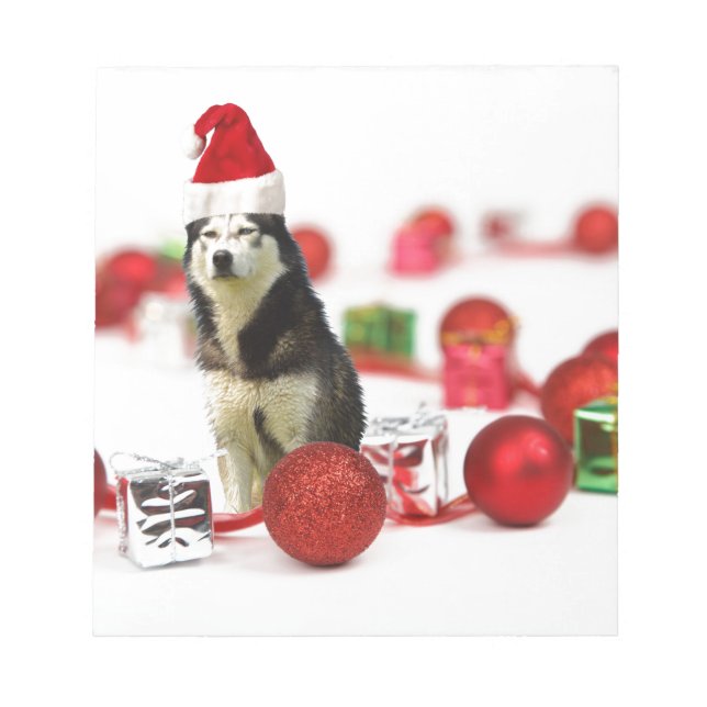 Siberian Husky Christmas with Ornament  Gift Box Notepad (Front)
