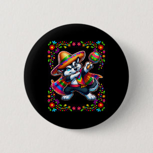 Siberian Husky Cinco De Mayo Pet Lover Funny Dog  2 Inch Round Button
