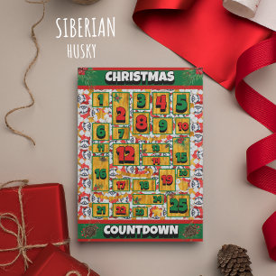 Siberian Husky Countdown Christmas Advent Calendar Holiday Card