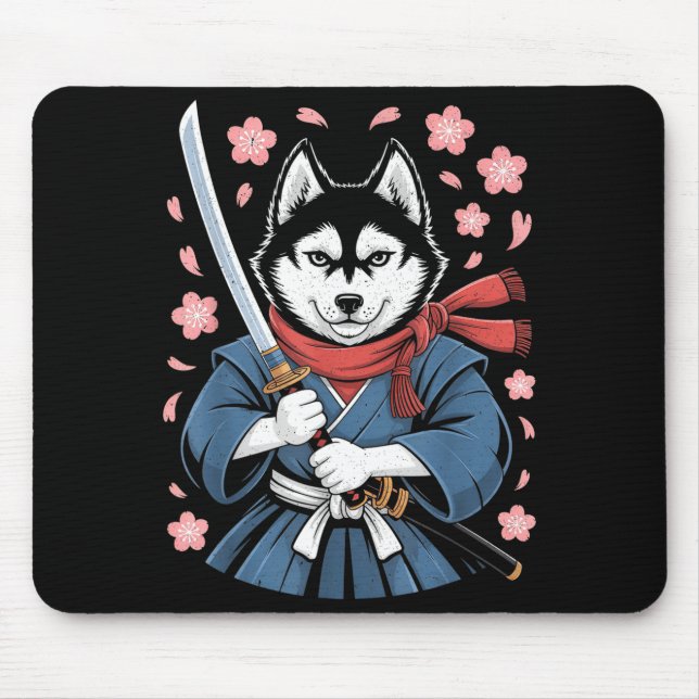 Siberian Husky Dad Cute Japanese Anime Stuff Samur Mouse Pad (Front)