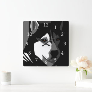 Siberian Husky Dog 162 Square Wall Clock