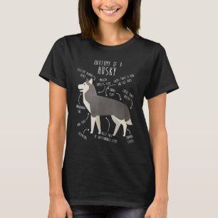 Siberian Husky Dog Anatomy  Grey Grey Pet Mom Cute T-Shirt