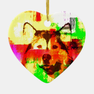 Siberian Husky Dog Art Ceramic Ornament