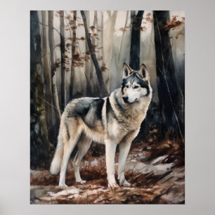 Siberian Husky Dog Art Print Poster