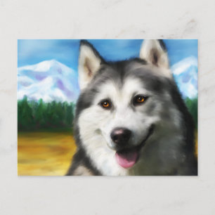 Siberian Husky Dog Art - Solar Postcard