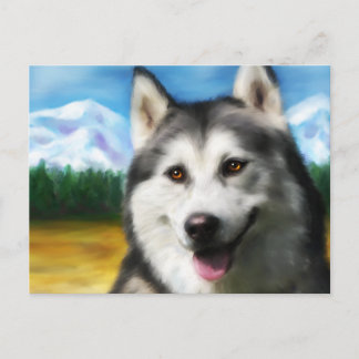 Siberian Husky Dog Art - Solar Postcard