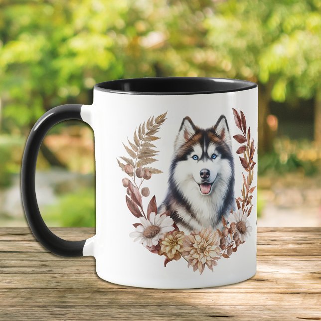 Siberian Husky Dog Autumn Wreath Mug (Creator Uploaded)