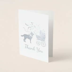 Siberian Husky Dog Baby Shower Puppy Grey Foil Card