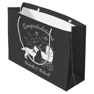 Siberian Husky Dog Baby Shower Puppy Grey Large Gift Bag