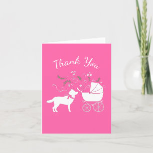 Siberian Husky Dog Baby Shower Puppy Pink Girl Thank You Card