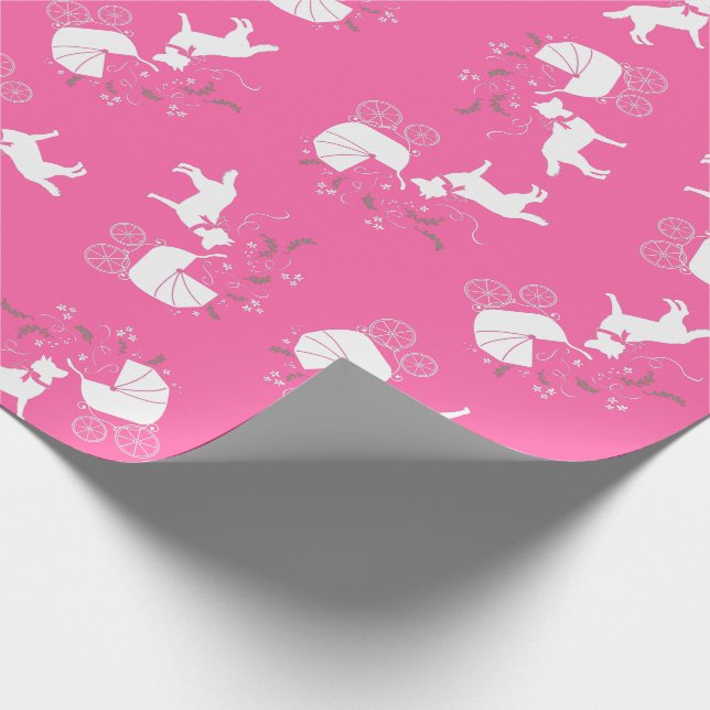 Siberian Husky Dog Baby Shower Puppy Wrapping Paper (Corner)