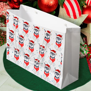 Siberian Husky Dog Breed Christmas Stars Large Gift Bag