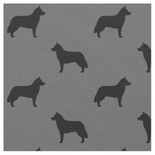 Siberian Husky Dog Breed Silhouettes Patterned Fabric
