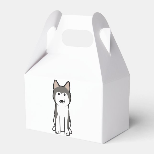 Siberian Husky Dog Cartoon Favor Box (Front Side)