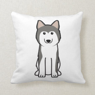 Siberian Husky Dog Cartoon Throw Pillow