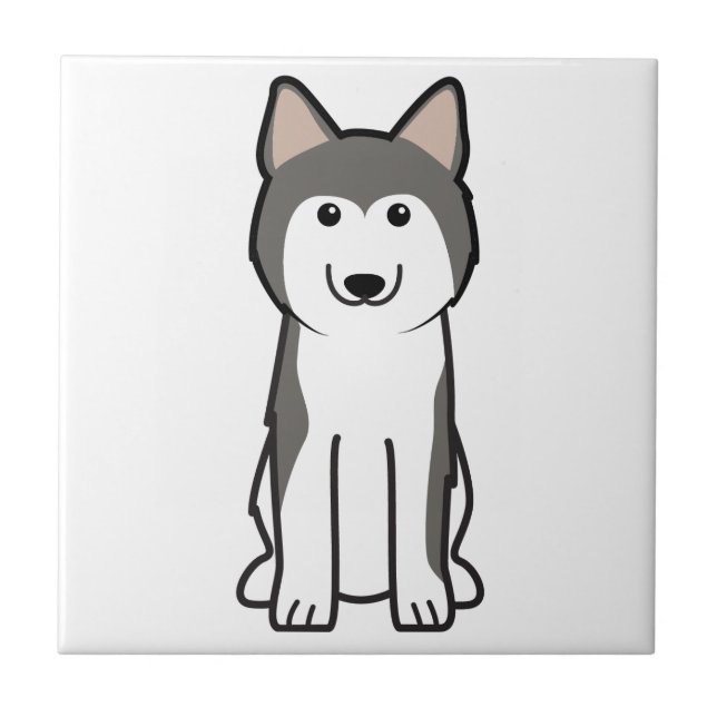 Siberian Husky Dog Cartoon Tile (Front)