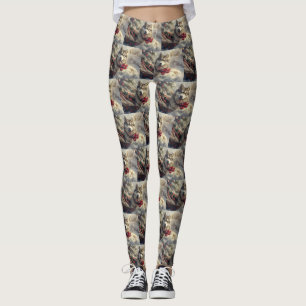 Siberian Husky Dog Christmas Festive Leggings