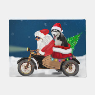 Siberian Husky Dog Christmas Santa Claus Doormat