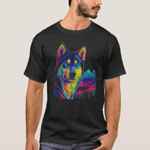 Siberian Husky Dog Colourful Graphic For Dog Lover T-Shirt