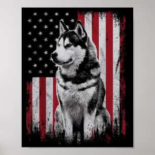 Siberian Husky Dog Dad Mom America 4th of July Poster