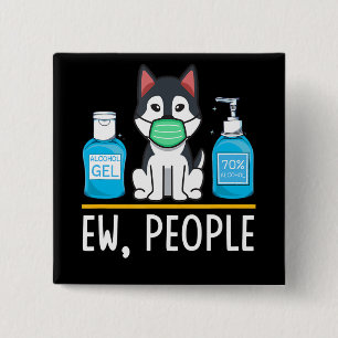 Siberian Husky Dog Face Mask And Hand Wash 2 Inch Square Button