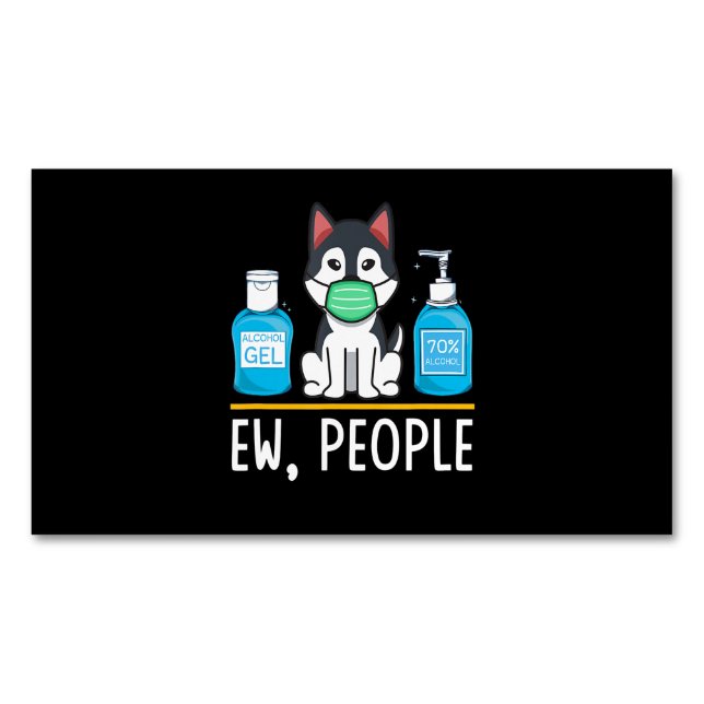 Siberian Husky Dog Face Mask Hand Sanitizer Funny Magnetic Business Card (Front)