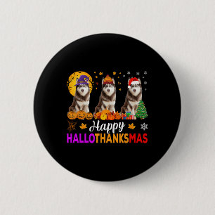 Siberian Husky Dog Halloween Christmas Hallothanks 2 Inch Round Button