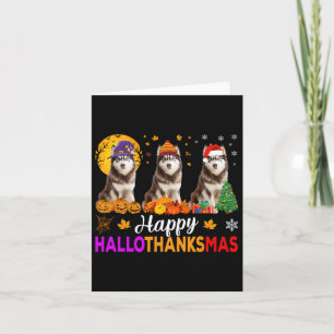 Siberian Husky Dog Halloween Christmas Hallothanks Card