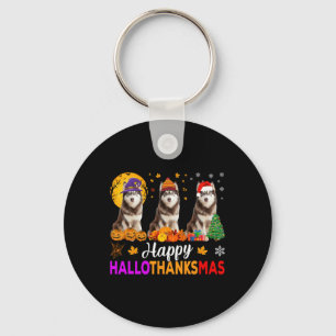 Siberian Husky Dog Halloween Christmas Hallothanks Keychain
